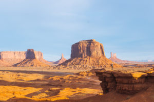 The view across buttes and sandstone formations in Monument Valley. The view across buttes and sandstone formations in Monument Valley.